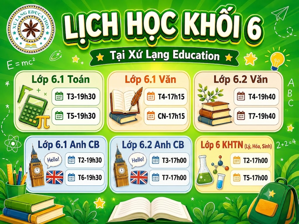 📚 TUYỂN SINH CÁC LỚP BỔ TRỢ KIẾN THỨC KHỐI 6 NĂM HỌC 2026 – 2027