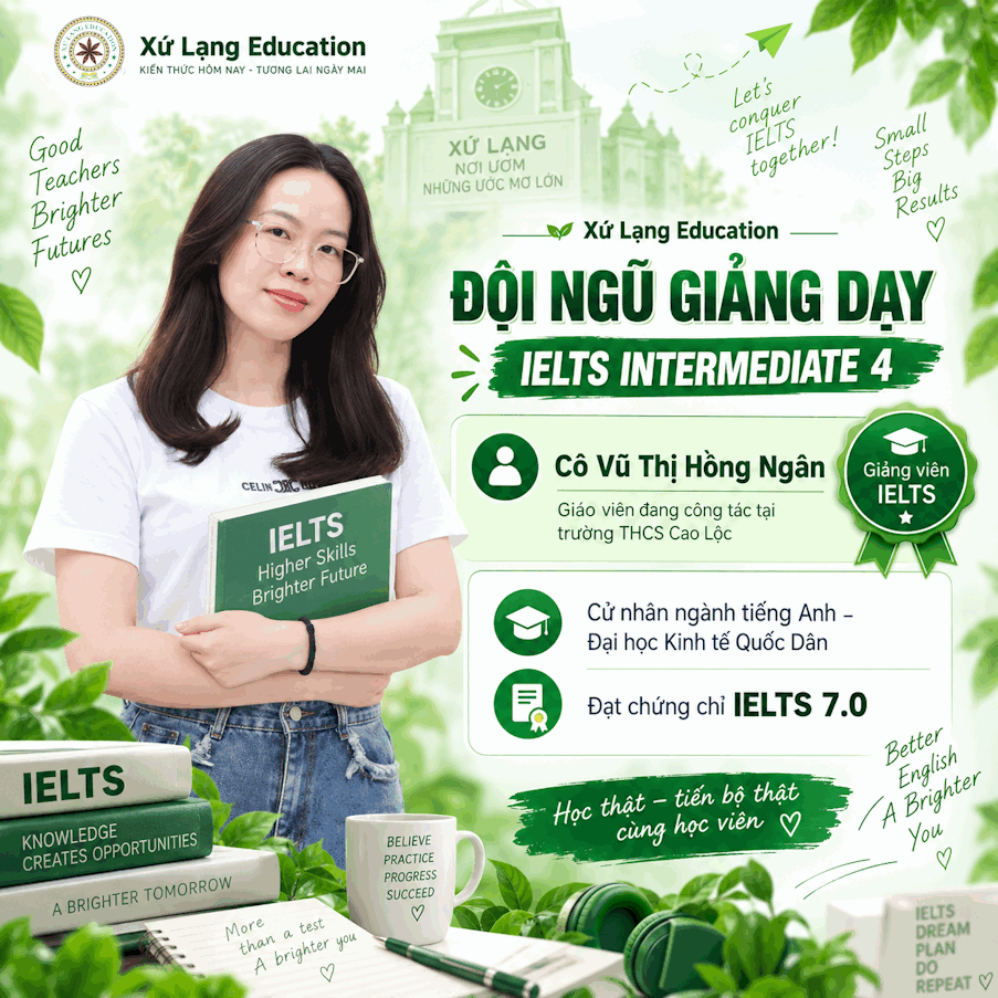 Cô Vũ Thị Hồng Ngân - giảng viên IELTS tại Xứ Lạng Education