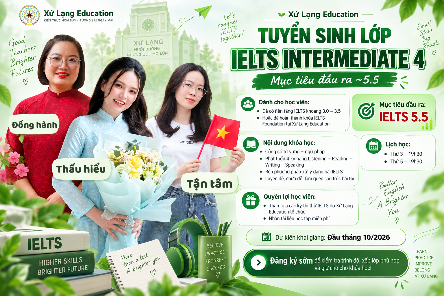 📢 TUYỂN SINH LỚP IELTS INTERMEDIATE 4 – MỤC TIÊU ~5.5