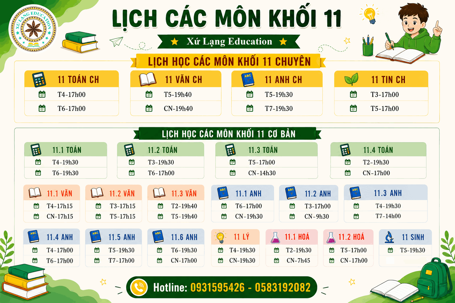 TUYỂN SINH CÁC LỚP BỔ TRỢ KIẾN THỨC KHỐI 11 (2026 – 2027)