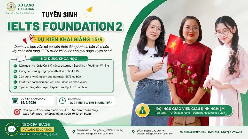 📣 TUYỂN SINH IELTS FOUNDATION 2 – DỰ KIẾN KHAI GIẢNG 15/9