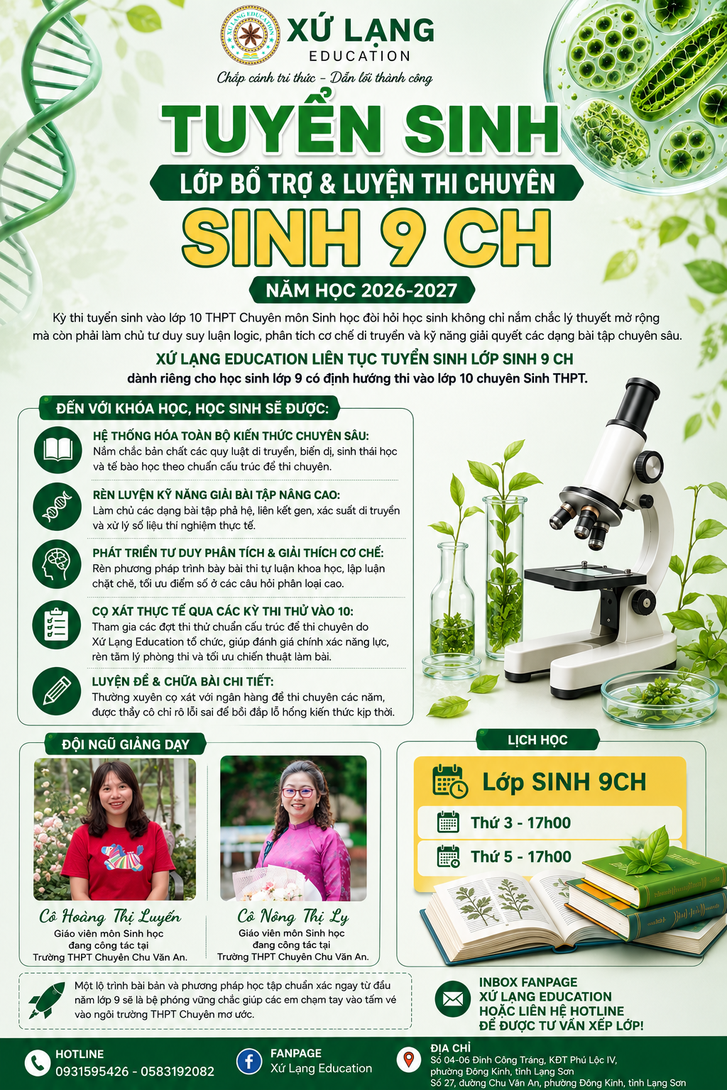 🧬 TUYỂN SINH LỚP BỔ TRỢ &amp; LUYỆN THI CHUYÊN SINH 9 (SINH 9 CH) – NĂM HỌC 2026-2027