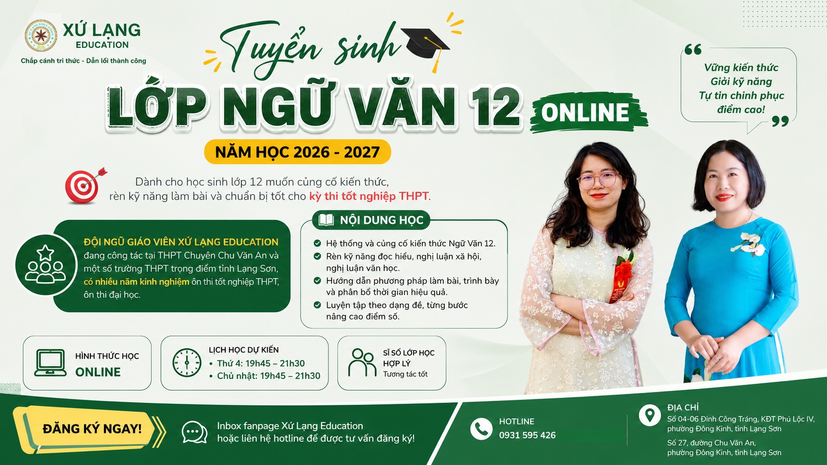 📚 TUYỂN SINH LỚP NGỮ VĂN 12 – ONLINE | NĂM HỌC 2026–2027