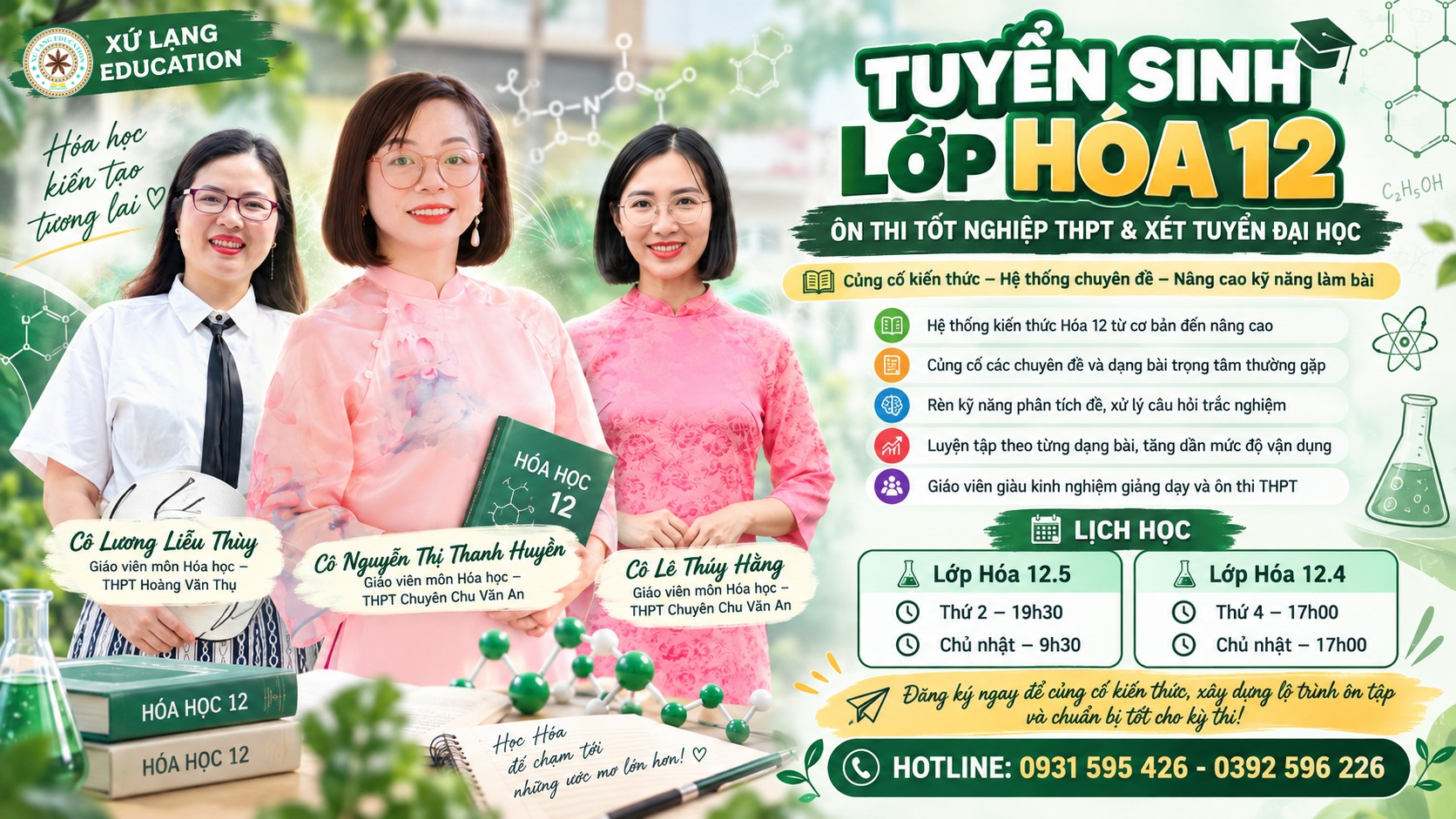 Tuyển sinh lớp Hóa 12 – Ôn thi tốt nghiệp THPT &amp; xét tuyển đại học